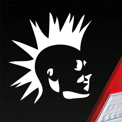 Produktbild von Auto Aufkleber Punker Punk New Wave Rock Tuning 10x11 cm Weiss Matt Sticker Heckscheibenaufkleber