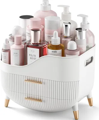 Produktbild von Make-up-Organizer mit Schubladen, Hautpflege-Organizer für den Schminktisch, Aufbewahrungsbox mit Griff, große Kosmetikvitrine für Kommode