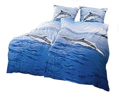 Produktbild von 2tlg. Delfin - Meerstiere - 1 Stück Wende Bettwäschegarnitur Bettwäsche  ca. 135x200cm und 1 Stück Kissenbezug ca. 80x80cm 100% Baumwolle mit Reißverschluss, 60° Wäschen