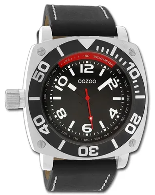 Imagen del producto de Reloj para hombre Oozoo, modelo D3UOC2281A, con correa de cuero negra, movimiento de cuarzo y esfera analógica