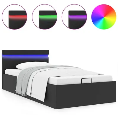 Obrázok produktu pre vidaXL Posteľ s podstavcom pod posteľ hydraulická LED čierna Imitácia kože 90x200cm