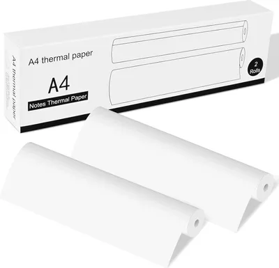 Produktbild von A4 Thermisches Papier für Tragbaren Drucker - 2 Rollen, 210 x 297 mm - Schnell trocknendes Nachfüllpapier für Zuhause, Büro und Schule