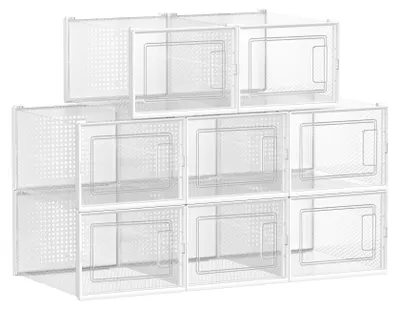 Schuhboxen 8er-Set, faltbar, stapelbar, transparent, bis Gr. 46