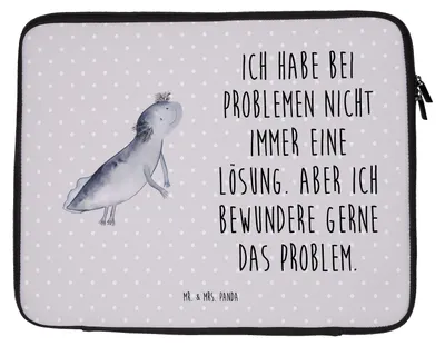 Produktbild von Mr. & Mrs. Panda Laptop Tasche Axolotl Schwimmen 20 x 28 cm - Grau Pastell - Geschenk, Freude, glücklich, Notebook, Optimistisch, Hülle, Lurch, Notebooktasche, Axolot