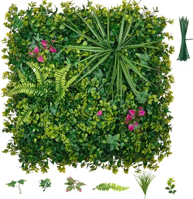Obrázek produktu pro VEVOR Umělý živý plot 50 x 50 cm, 16dílná sada, rostlinná stěna, PE ochrana před zraky, plot proti zraku, ochrana před větrem, živý plot, umělé rostliny, obložení balkonu pro svatby, venkovní zahrady, dvorky