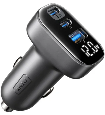 Autolader USB-C 90W, 3 Ports, Schnellladefunktion, Silber
