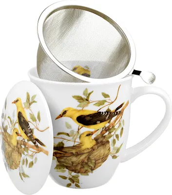 Produktbild von DUO World of Birds 400 ml Becher mit Teesieb EURASIAN GOLDEN ORIOLE New Bone China Porzellan