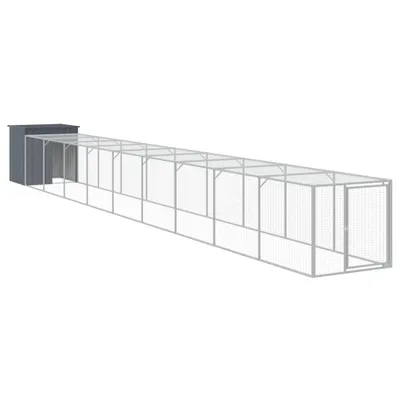 Zdjęcie produktu dla vidaXL Klatka dla kurczaków z wybiegiem antracyt 110x1017x110cm Stal ocynkowana