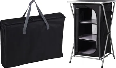 Produktbild von Progarden | Campingschrank - mit Tisch - 97 cm - Schwarz - Faltbar und platzsparend - Ideal für Camping