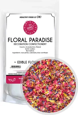 Produktbild von Tortendekoration Blumenparadies - 10g Essbare Blumen | Rosenblüten | Ringelblume | Blauer Grenadier