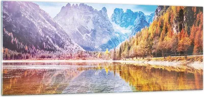 Produktbild von Bilder auf glas - Einteilig - Herbst Landschaft Berge - 100x40cm - Glasbilder - Wandbilder - Bilder - zum Aufhängen bereit - Wanddekoration aus Glas - Glas Bilder - Wandbild auf Glas - GAB100x40-4624