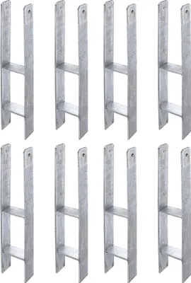 Produktbild von Alberts 8 x H-Pfostenträger, 101x600 mm, Materialstärke 6 mm, Tiefe 60 mm, feuerverzinkt