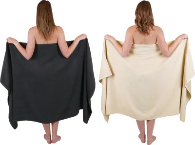 Produktbild von Betz 2-tlg. Set XXL Badetuch 100 x 200 cm DRESDEN Badetücher Saunatuch 100% Baumwolle Farbe dunkelgrau und sand