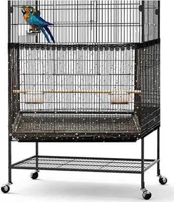 Produktbild von Famanu Vogelkäfigabdeckung verstellbar - atmungsaktiv und elastisch - schwarz - Umfang von 150 cm bis 300 cm