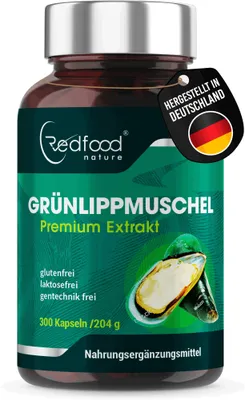 Produktbild von Redfood -  Grünlippmuschel 300 Kapseln- hoch konzentriert, kein Magnesiumstearat