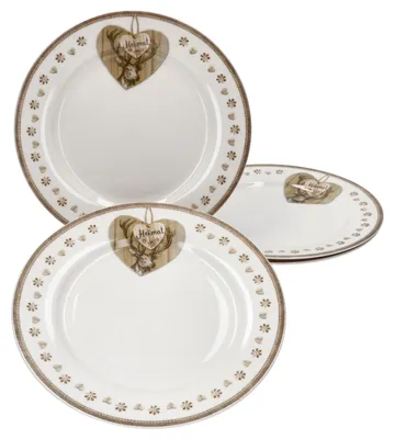 Produktbild von 4er Set Country Heart Kuchenteller Hirsch Landhaus Herz Dessertteller Frühstück
