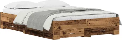 Produktbild von vidaXL Bettrahmen mit Schubladen Altholz 160 x 200 cm Holzwerkstoff