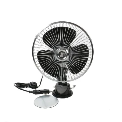 Image de Ventilateur de camion 24 volts, support à ventouse, plaque métallique autocollante pour tableau de bord ou pare-brise, fonction d'orientation automatique, (H) env. 31 cm