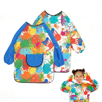 Produktbild von 2 Pcs Malschürze Kinder Malerkittel für 7-12 Jahre Mädchen(Multicolor+Blue)