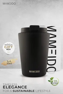 Produktbild von Kaffeebecher 350ml matt schwarz - Kaffeebecher aus Edelstahl doppelwandig isoliert, leckstest bestanden - Coffee to go Becher