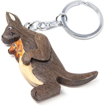 Image de Porte-clés en bois - kangourou