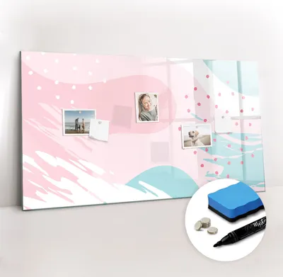 Produktbild von Magnetpinnwand Memoboard - Zubehörsatz - Schwarzer Marker + Schwamm + Magnete - 120 x 60 cm - Pastellabstraktion