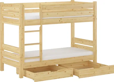 Produktbild von Etagenbett extra stabil 80x190 Stockbett Nische 80 teilbar mit wählbarem Zubehör V-60.16-08-190T80Rollrost. Matratzen und Doppelbettkasten inkl.