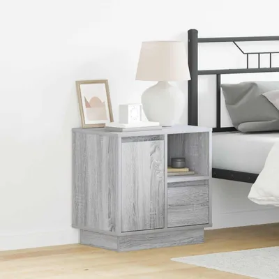 Zdjęcie produktu dla vidaXL Szafka nocna z szufladami Szara 50 x 34,5 x 50 cm Materiał drewnopochodny