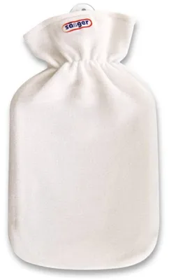 Produktbild von 2 L Wärmflasche mit Fleecebezug, Wärmeflasche, Wärmetherapie, flauschig, weiss