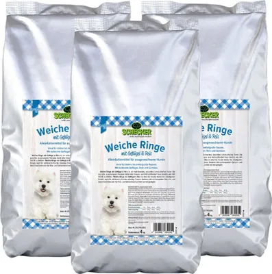 Produktbild von 3 x 4 kg - Schecker Trockenfutter weiche Ringe mit Geflügel, Reis und Gemüse