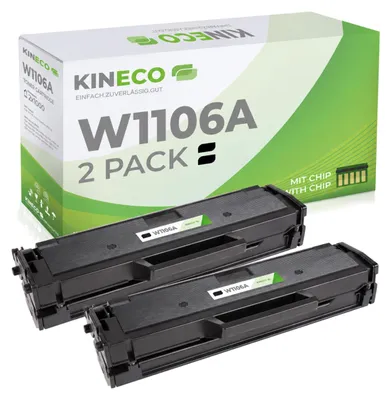 2 Toner mit Chip für HP W1106A, 106A, schwarz, je 1000 Seiten