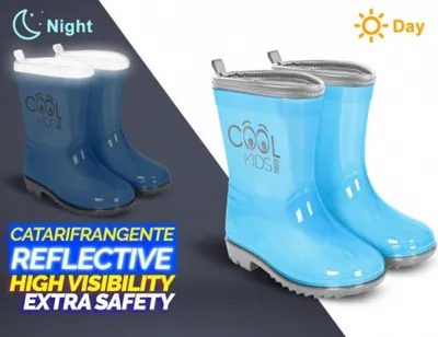 Zdjęcie produktu dla PERLETTI Odblaskowe kalosze dziecięce COOL KIDS Niebieskie, 15541