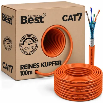 Produktbild von B.E.S.T. CAT 7 Netzwerkkabel 100 m – Verlegekabel S/FTP, Kupfer, 1000 MHz, AWG 25