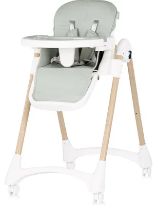 Image de Chaise haute pour enfant Chipolino Candy Shop, 4 roues, réglable, repose-pieds, pliable, vert clair