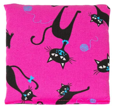 Produktbild von Bio-Dinkelkissen 12x12cm Katzen-pink. Wärmekissen & Kältekissen Körnerkissen