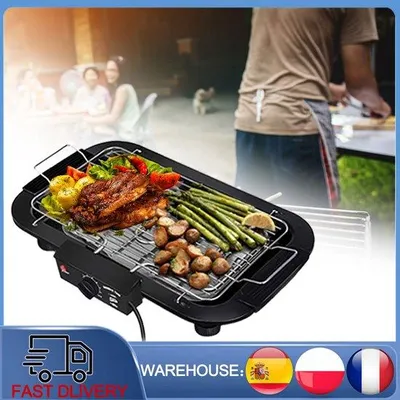Image de Barbecue électrique de jardin - Acier inoxydable - Réglage de la température à 6 niveaux - Électrique - Résistant à l'eau