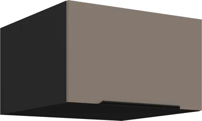 Image de Armoire haute profonde à portes battantes LUNARA - largeur 60 cm, beige foncé/noir