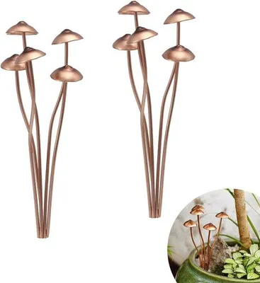 Productafbeelding van Tuindecoratie Paddestoelen Set van 2 - Metalen Tuinbeeld voor Binnen en Buiten
