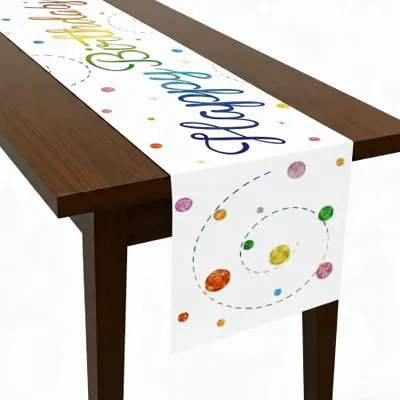 Tischläufer Happy Birthday, Konfetti-Design, Polyester, 180x35 cm