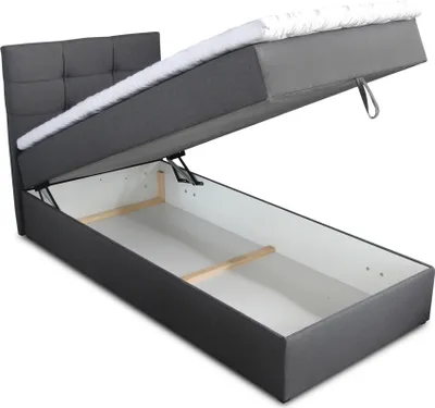 Produktbild von Boxspringbett Best Mini mit Bettkasten und Matratzentopper - Einzelbett mit Bonell-Matratze und Topper, Polsterbett, Bett, Schlafzimmer (Dunkelgrau (Inari 94), 100 x 200 cm)