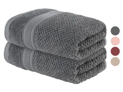 Produktbild von LIVARNO home Frotteehandtuch Handtuch Tuch Badetuch , 50 x 100 cm, 2 Stück, Farbe: grau