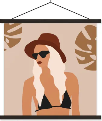 Produktbild von MuchoWow® Textilposter Sommer - Frau - Bikini 40x40 cm mit schwarzem Rahmen - Fotos