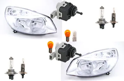 Produktbild von Scheinwerfer passend für Renault Scenic II 03-06 Leuchtmitt. Li. Re + Stellmotor 8200501939 2605600Q0E 260562319R 4420577 93168280 7701065132 7 Johns