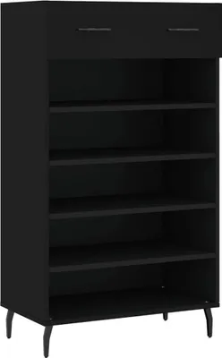 Zdjęcie produktu dla Szafka na buty, czarna, 60x35x105 cm, materiał drewnopochodny