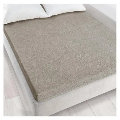 Image de Drap-housse, drap-housse jacquard, tissu éponge, haute qualité, sans élastique, 175 x 220 cm, beige