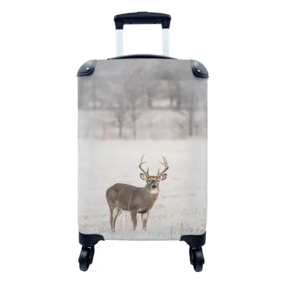 Produktbild von MuchoWow® Koffer Handgepäck Trolley Rollkoffer Kleine Reisekoffer mit 4 Rollen - Hirsche - Braun - Winter - Cabin Size < 55x40x23 cm & 55x40x20 cm - Fotokoffer - Kabinenkoffer - Boardgepäck - Reise-Box - Reisekoffer - Reisegepäck - Koffer mit Bild - Trolley für Kinder