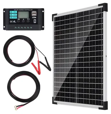 Zdjęcie produktu dla Panel słoneczny zestaw - Monokrystaliczny - 25 W - 12 V - Z regulatorem ładowania 10 A