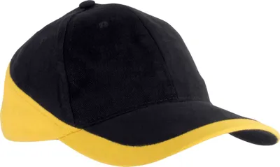 Produktbild von K-Up Uni Kappe Panel Cap Baseball Cap Combed Baseballcap Basecap, Größe:U, Farbe:Black/Yellow