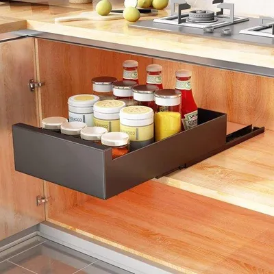 Produktbild von Unyqoos®️ Küchenschrank Schublade - Ausziehbarer Organizer - Schrank Ordnung - Bohrfreie Installation - 40 cm Breit - Schwarz