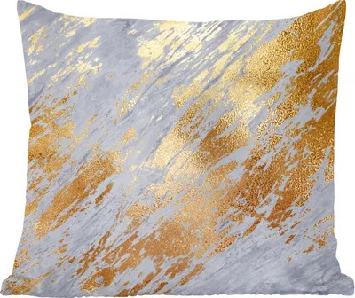 Produktbild von MuchoWow® Zierkissen Sofakissen Wohnzimmer Dekokissen 40x40 cm Marmor - Blau - Gold - Foto Kissen - Schlafzimmer Dekoration